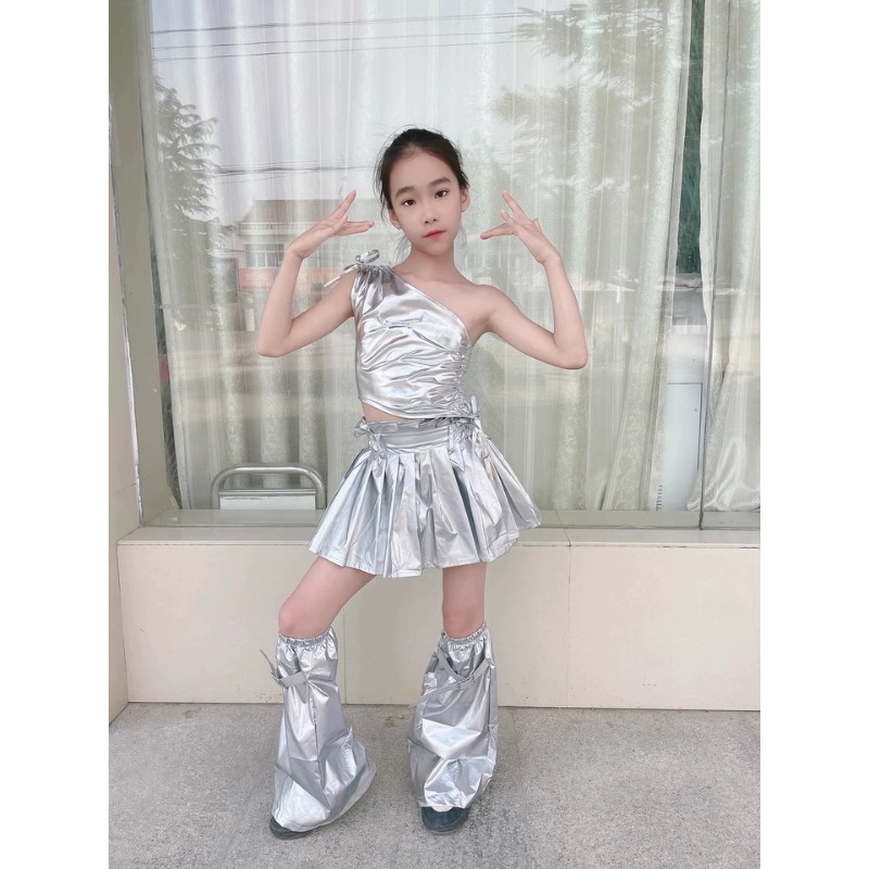 ジャズ Kpop ダンス衣装女の子シルバークロップトッププリ - Street Fashion Kpop のレビューと価格
