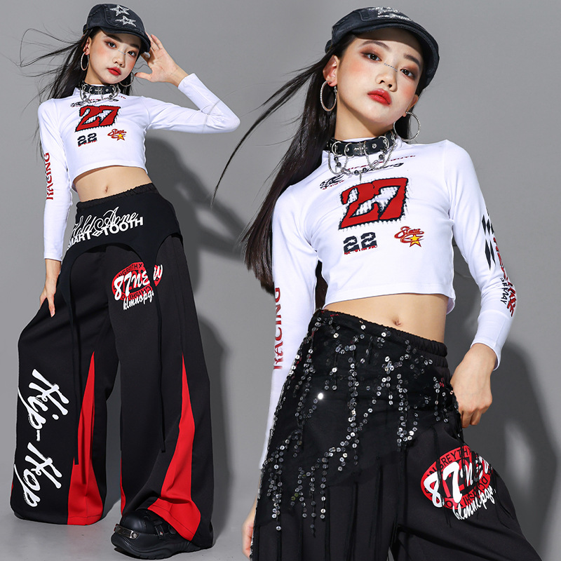2025 ジャズダンス服女の子 Kpop ステージショー衣装 - Street Fashion Kpop のレビューと価格