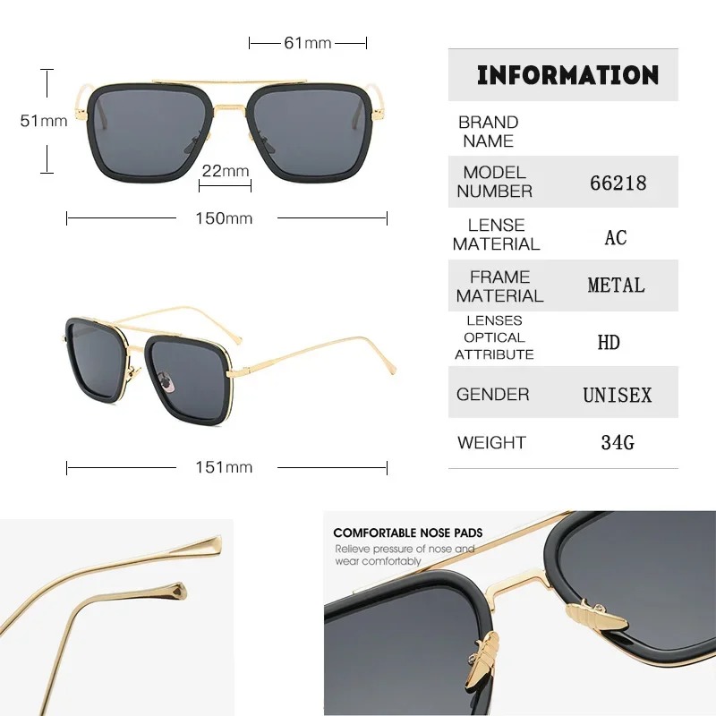 スチームパンク トニー・スターク サングラス メンズ レディ - Street Fashion Glasses のレビューと価格