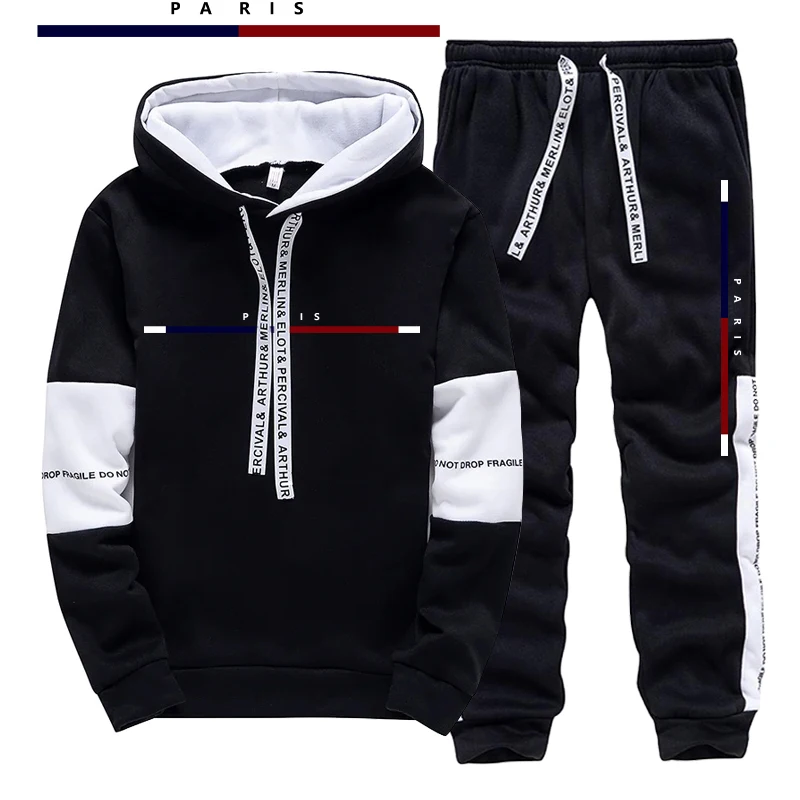 パリファッションプリントメンズセット/パーカー/パンツ秋のデ - Street Fashion For Man のレビューと価格