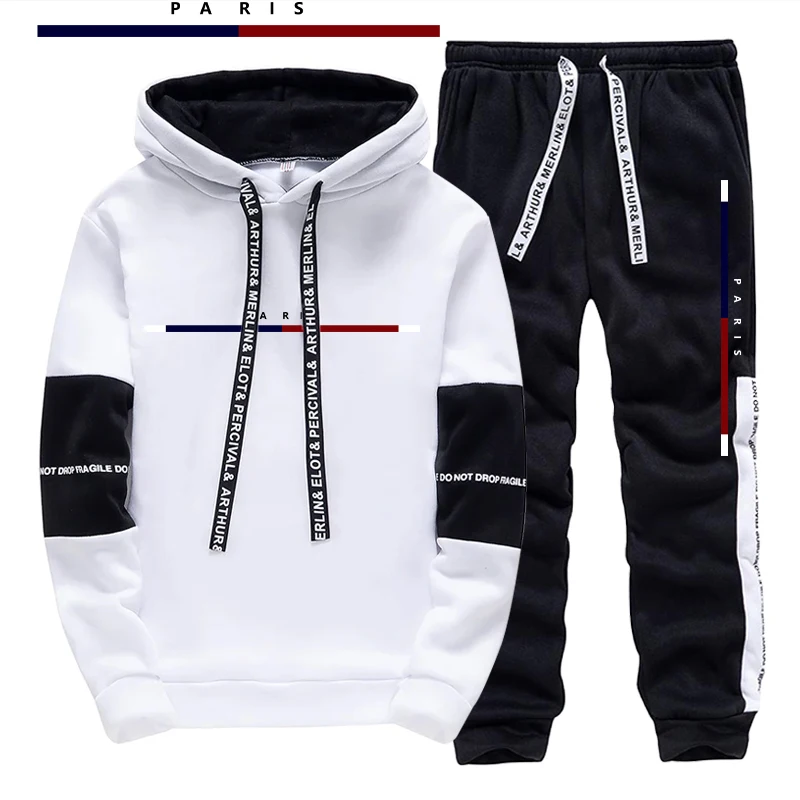 パリファッションプリントメンズセット/パーカー/パンツ秋のデ - Street Fashion For Man のレビューと価格